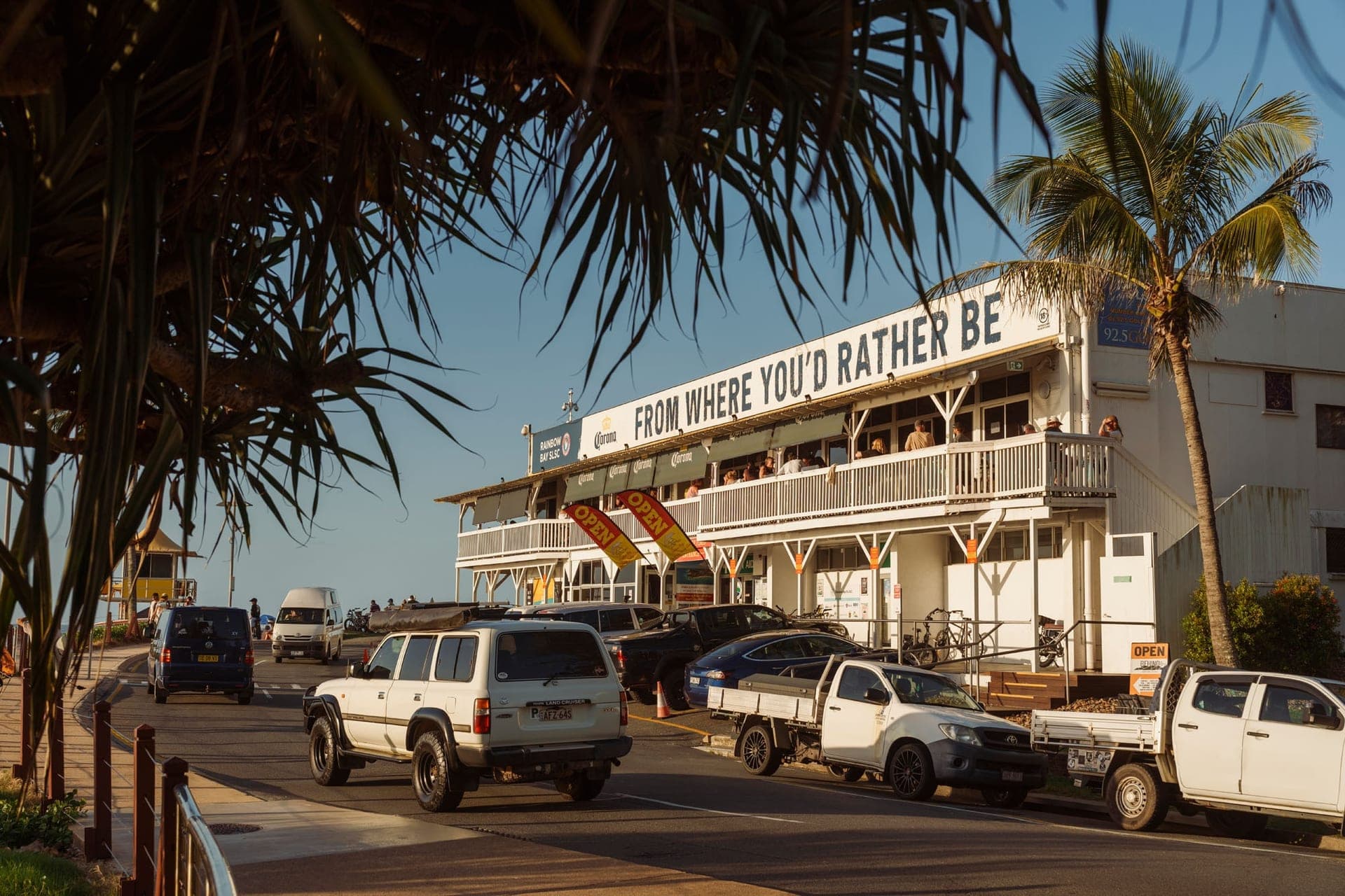 The Coolangatta surf club on a clear afternoon
